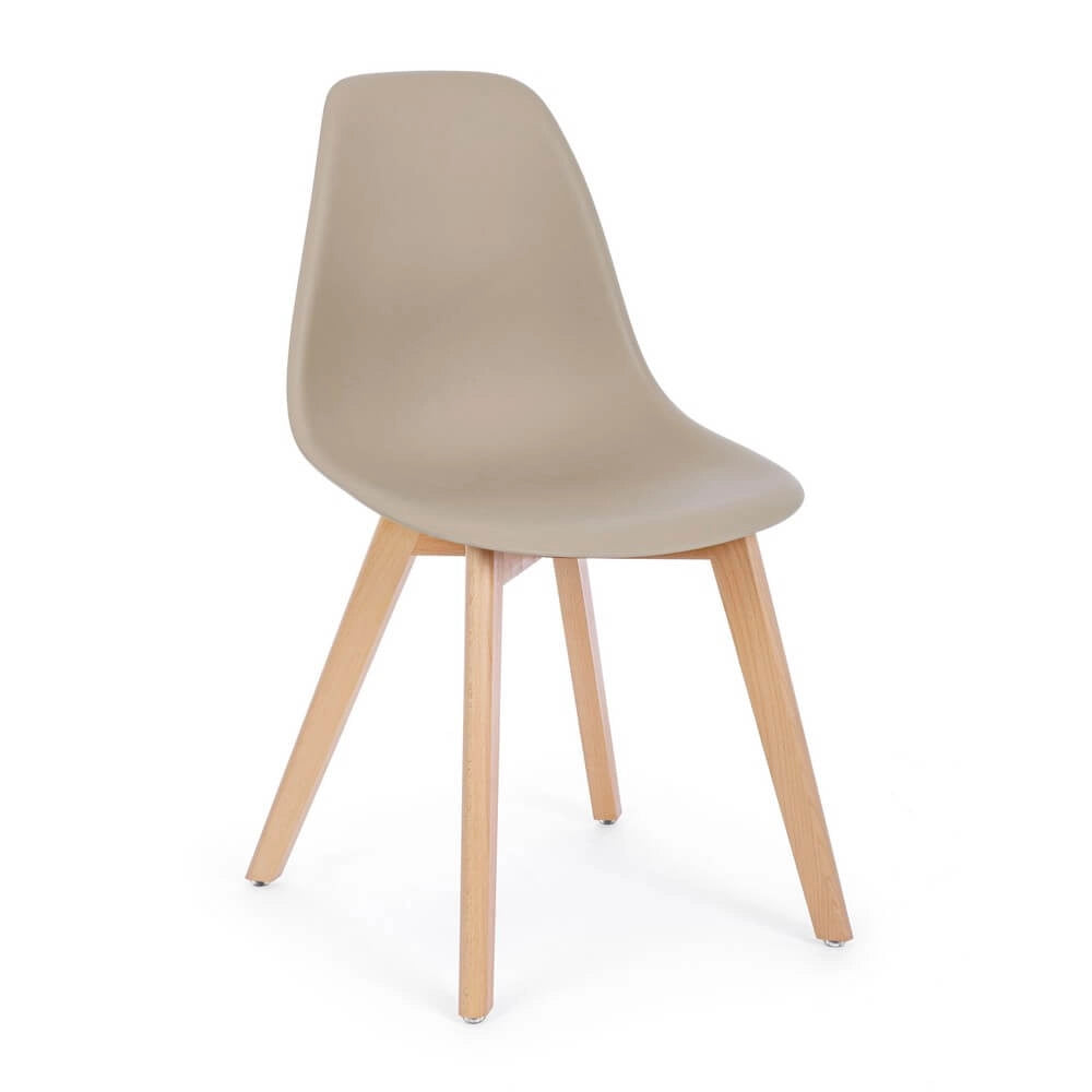 Set di 4 Sedie in Plastica con Gambe in Legno di Faggio Stile Nordico - JASMINE