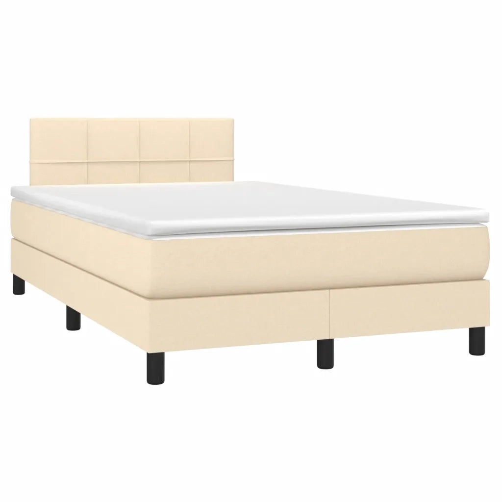 Letto a Molle con Materasso e LED Crema 120x190 cm in Tessuto 3270044