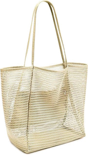 Borsa per donna - Borsa a rete con cerniera e tasca interna, grande dimensione - Opaca per famiglia, spiaggia, viaggi, piscina