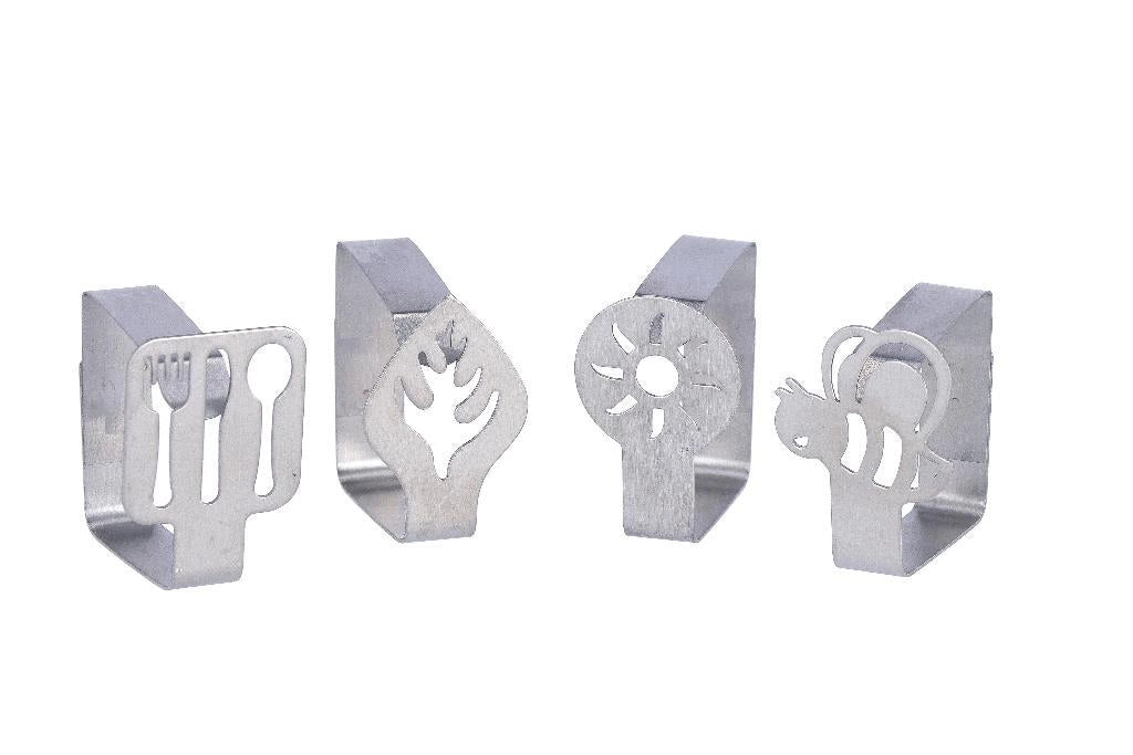 Set 4 Fermatovaglia Ferma Tovaglie Ganci in Metallo Decorati