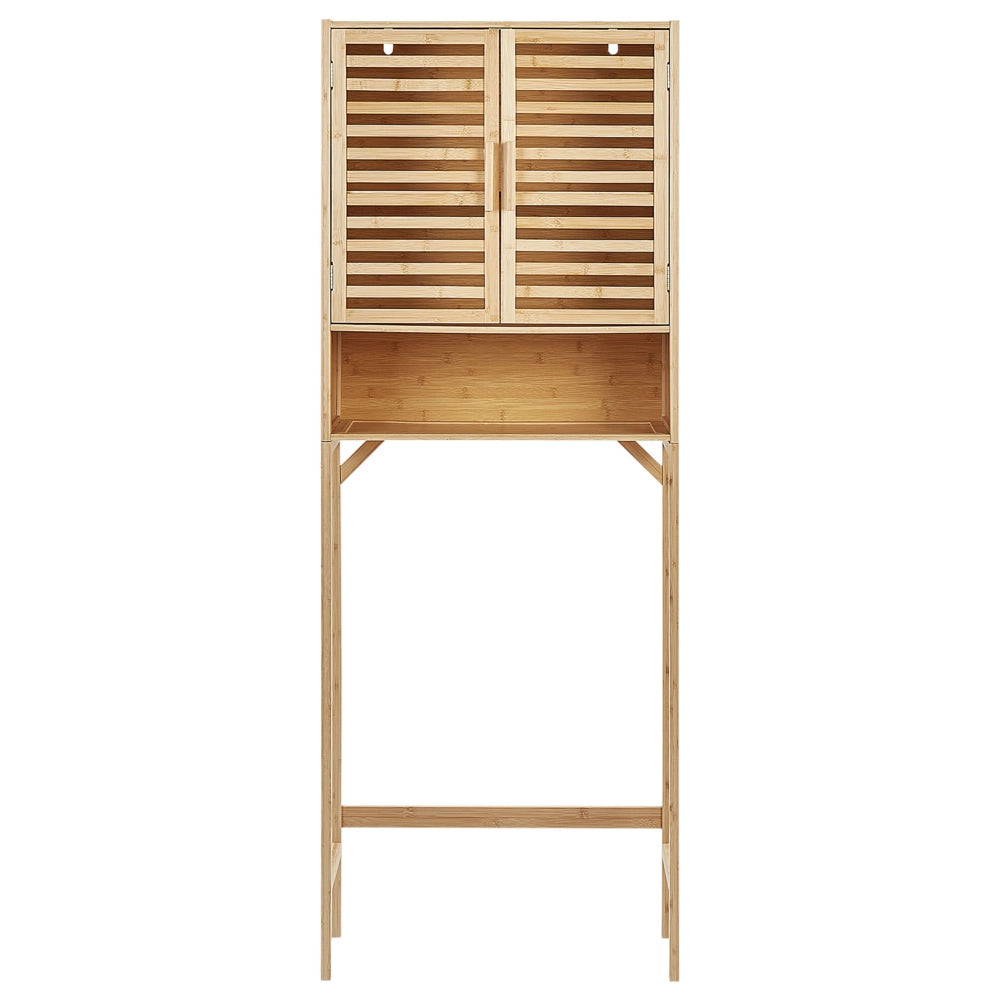 Mobile da bagno in bambù sopra la lavatrice marrone chiaro Stile minimalista