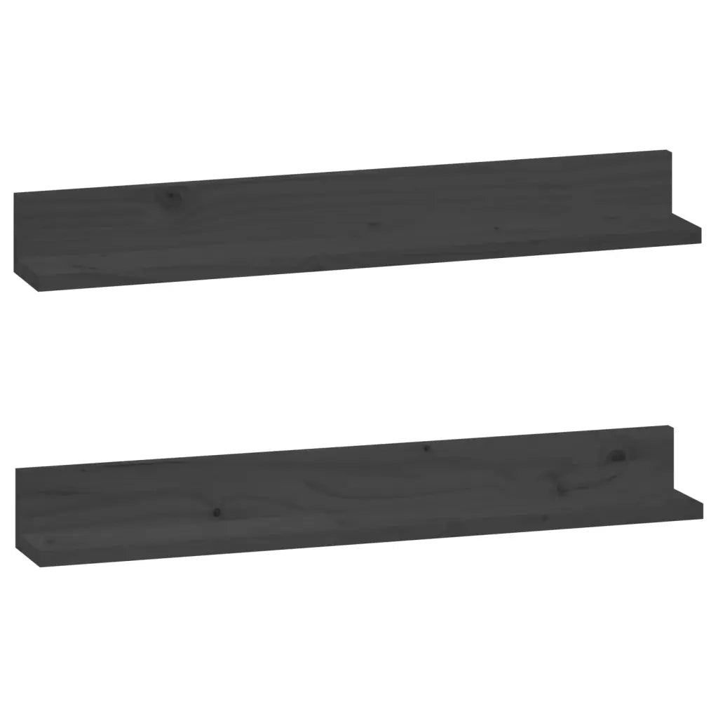 Mensole da Parete 2 pz Grigio 80x11x9cm Legno Massello di Pino 823606