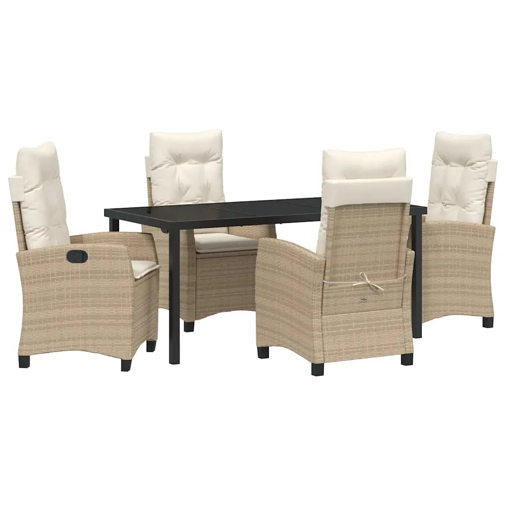 Set da Pranzo per Giardino con cuscino 5 pcs Beige polyrattan 3380396