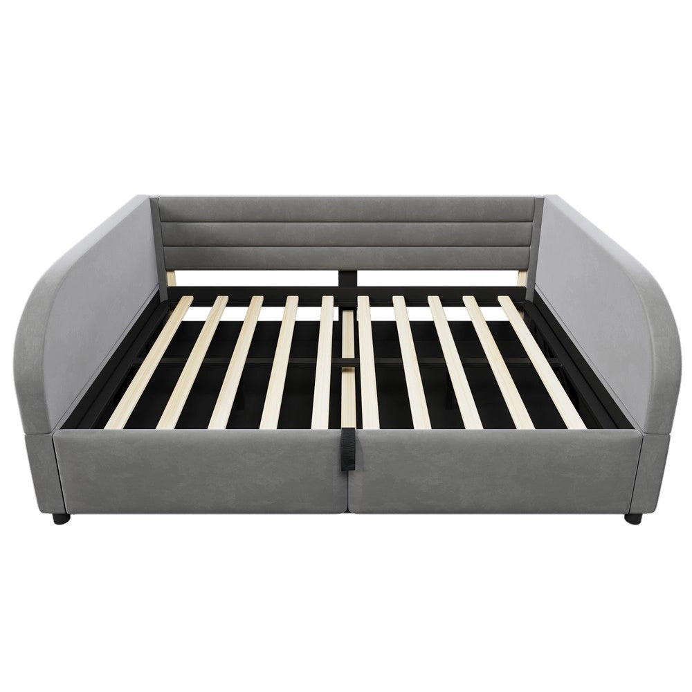 Letto imbottito contenitore ¨C Minimal ¨C Grigio 140x200 cm con LED idraulico