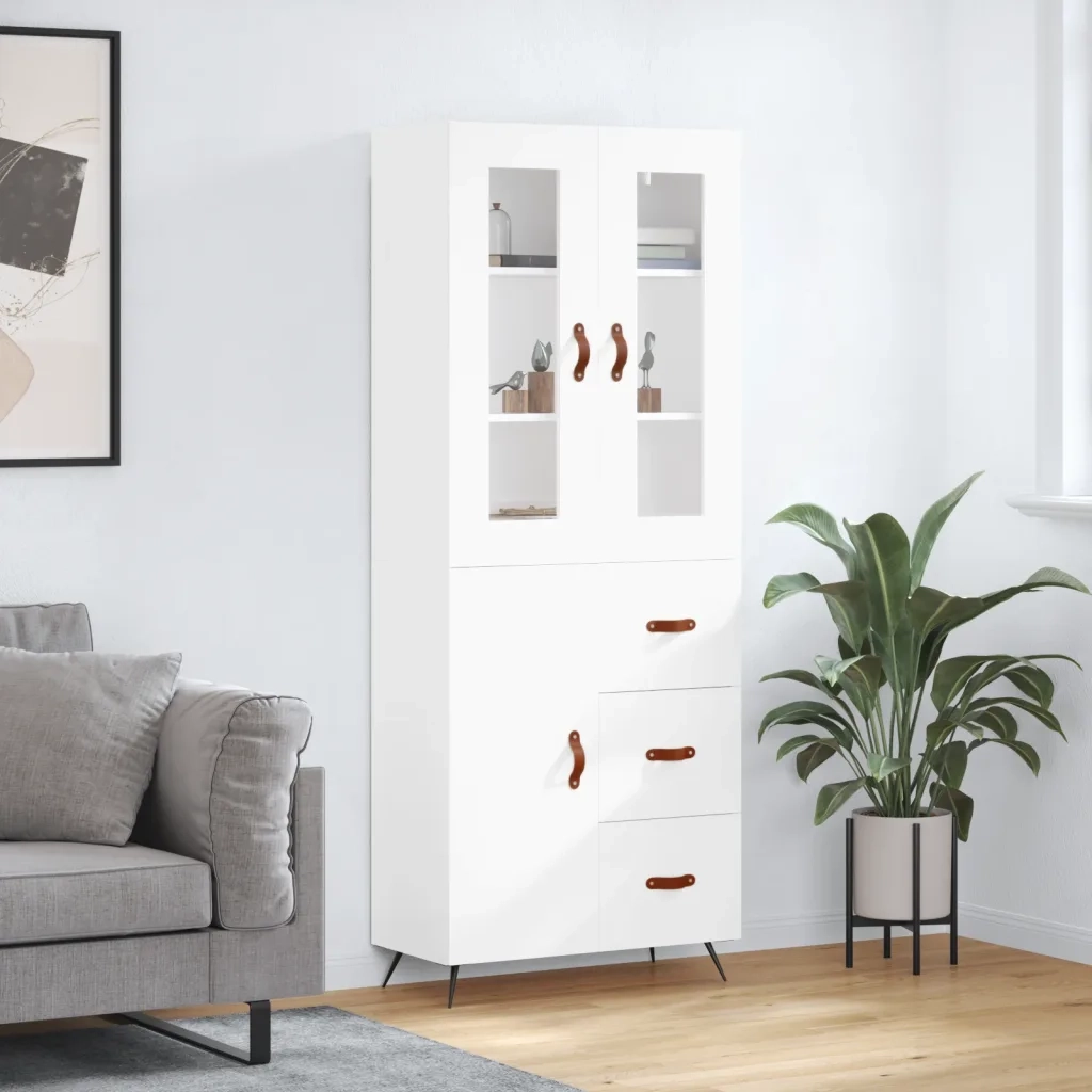 Credenza Bianca 69,5x34x180 cm in Legno Multistrato 3198441
