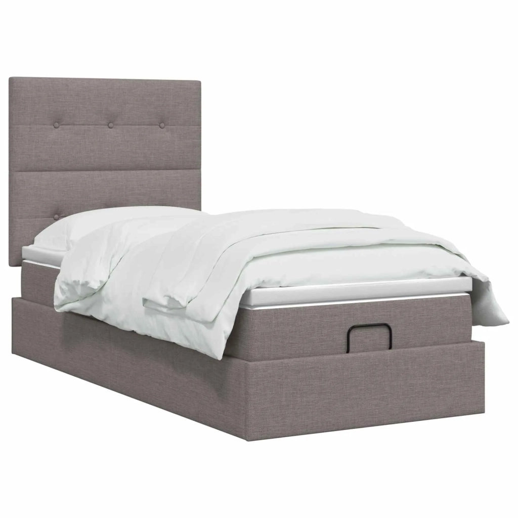 Letto Ottomano con Materasso e LED Tortora 100 x 200 cm Tessuto 3458052
