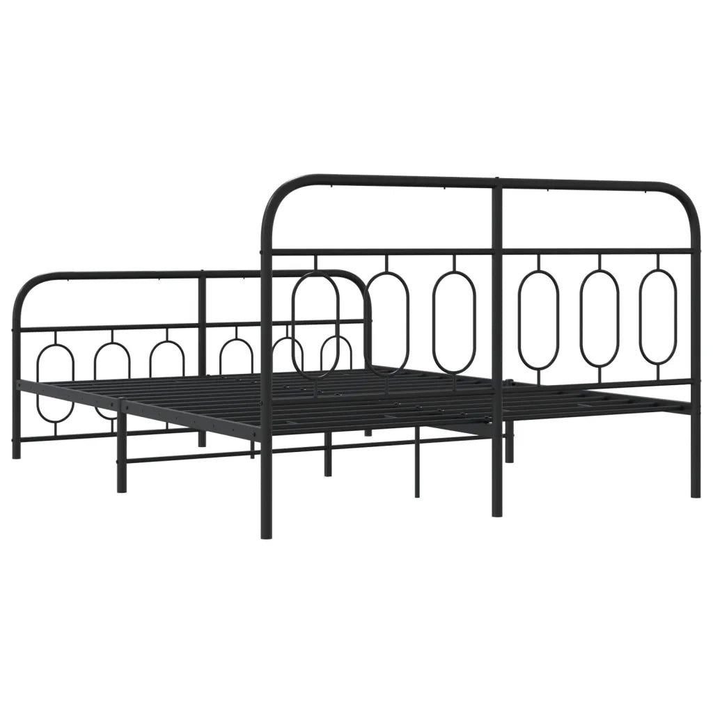 Giroletto con Testiera e Pediera-Struttura Letto Metallo Nero 150x200 cm 760667