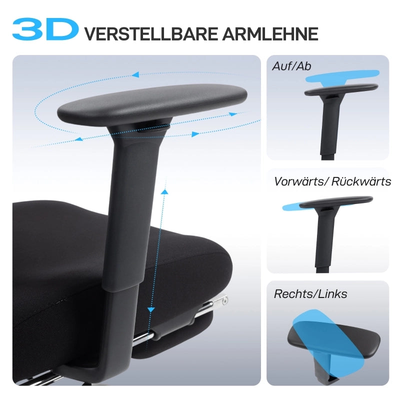 SEDIA UFFICIO Ergonomica con braccioli 3D e poggiatesta regolabile Nera