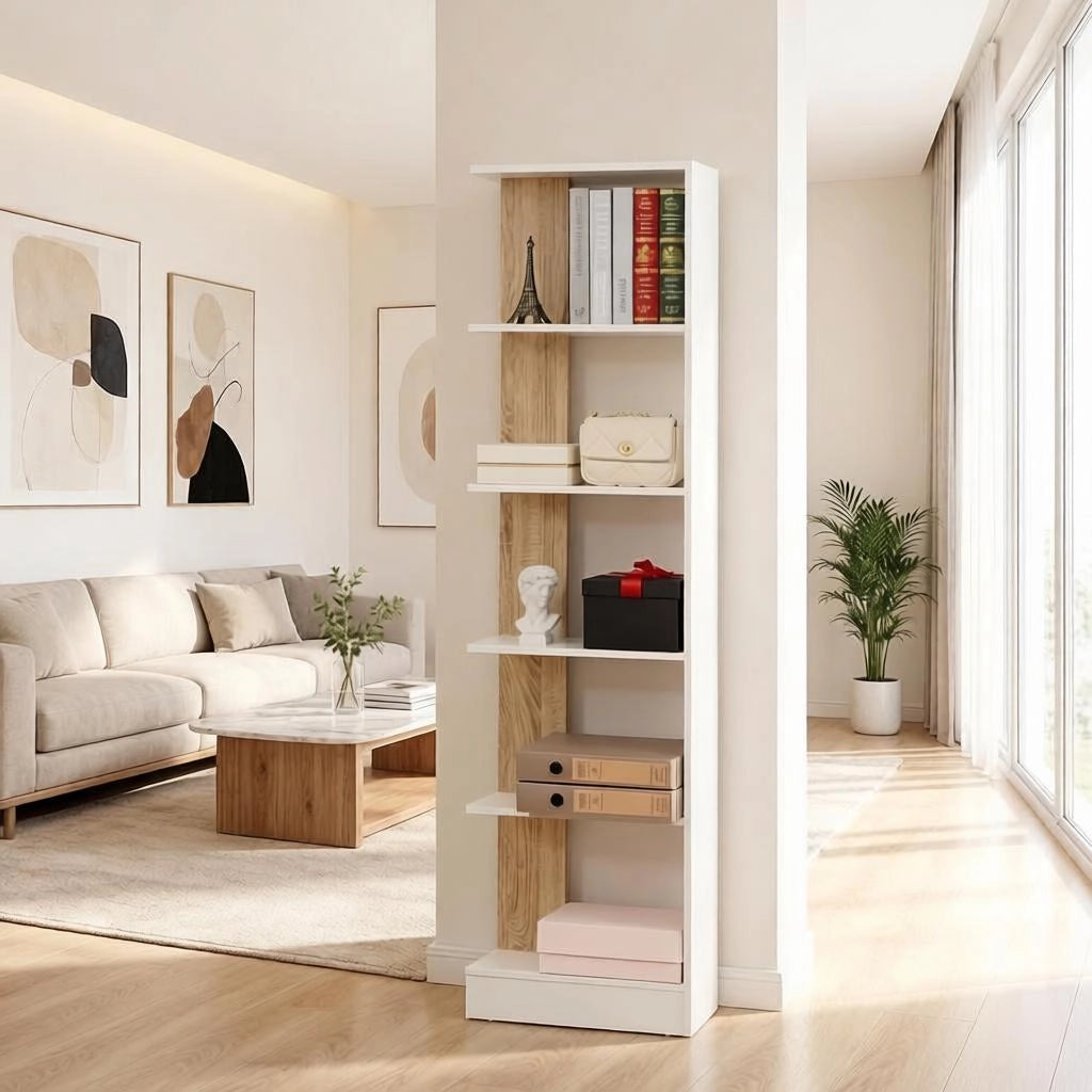 LIBRERIA Aperta 45x21x170 cm Effetto Quercia e Bianco