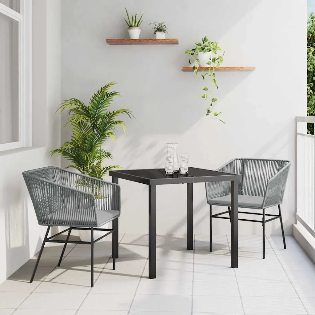 Set da Pranzo per Giardino con cuscino 3 pcs Grigio