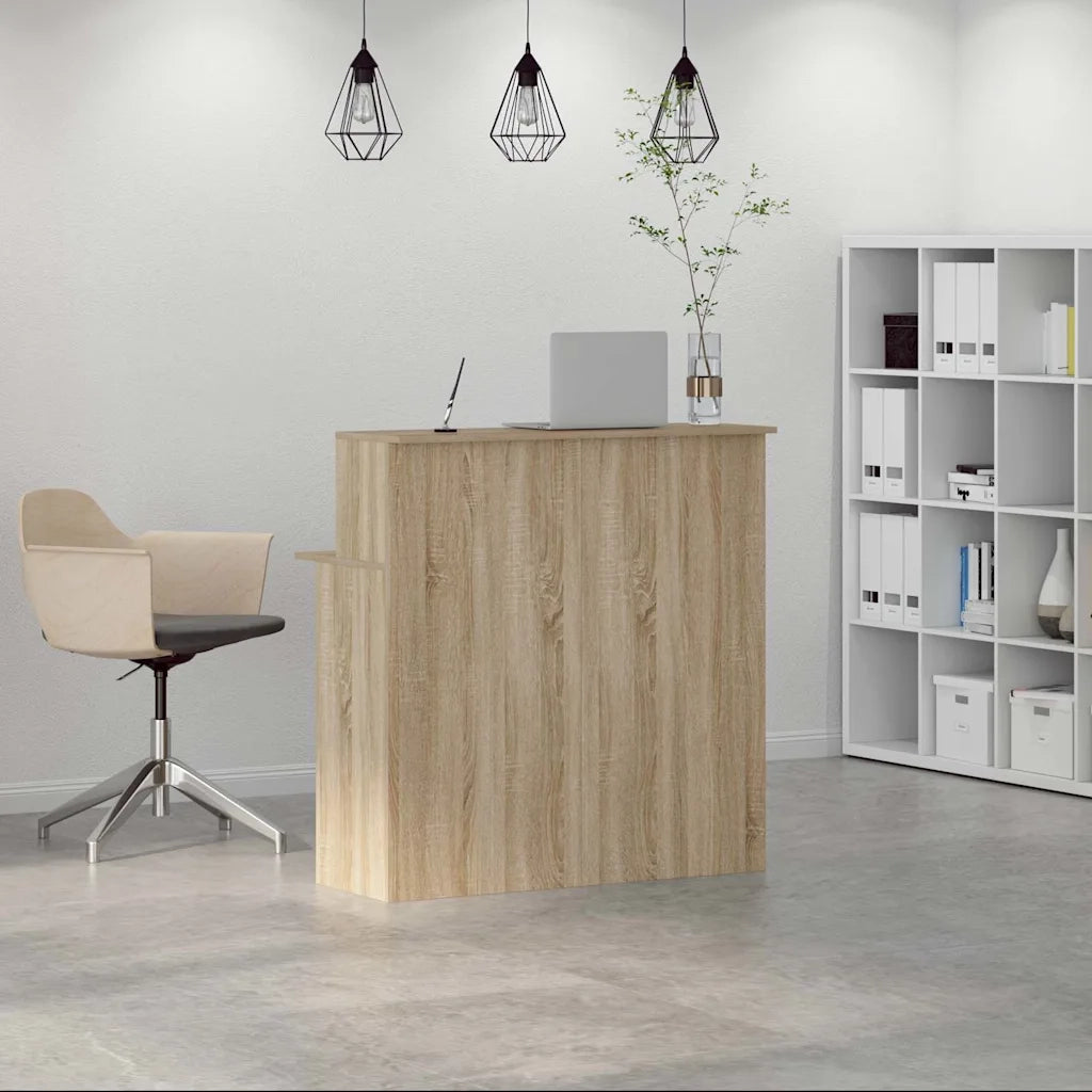 Scrivania per Reception Rovere Sonoma 100x50x103,5 cm in Legno Massello 859026