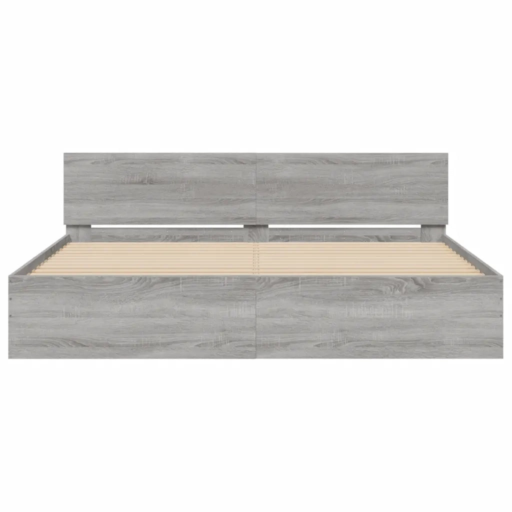 Giroletto con Testiera-Struttura Letto con testiera Grigio Sonoma 200x200 cm
