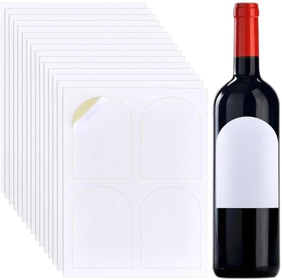 Etichette per bottiglia di vino 80 pezzi - Etichette stampabili - Etichette impermeabili - A4 formato 21,6 x 28 cm - 12 x 8,9 cm - per stampante laser
