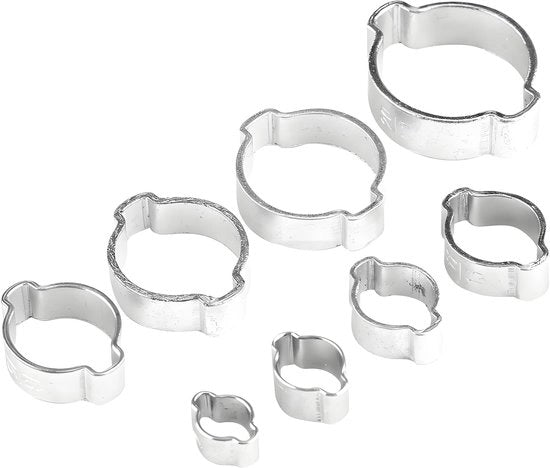 Assortimento di Clip per Sfioro in Acciaio Inossidabile - 10 pezzi - Clip per Sfioro Regolabili - Clip per Tubi a Due Ore - 5-23 mm - Ideali per le Tubazioni - Clip per Sfioro
