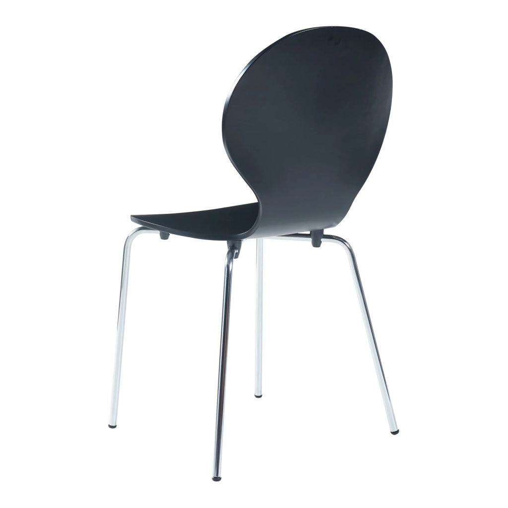 Set di 4 sedie da pranzo dal design moderno e robusto in nero e cromo (03_0009821)
