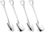 Set di 4 Cucchiai in Acciaio Inossidabile - Forma a Spatola - Gelato Caffè Fornelli - Feste - Mini Dessert Utensili - Ristoranti e Uso Giornaliero