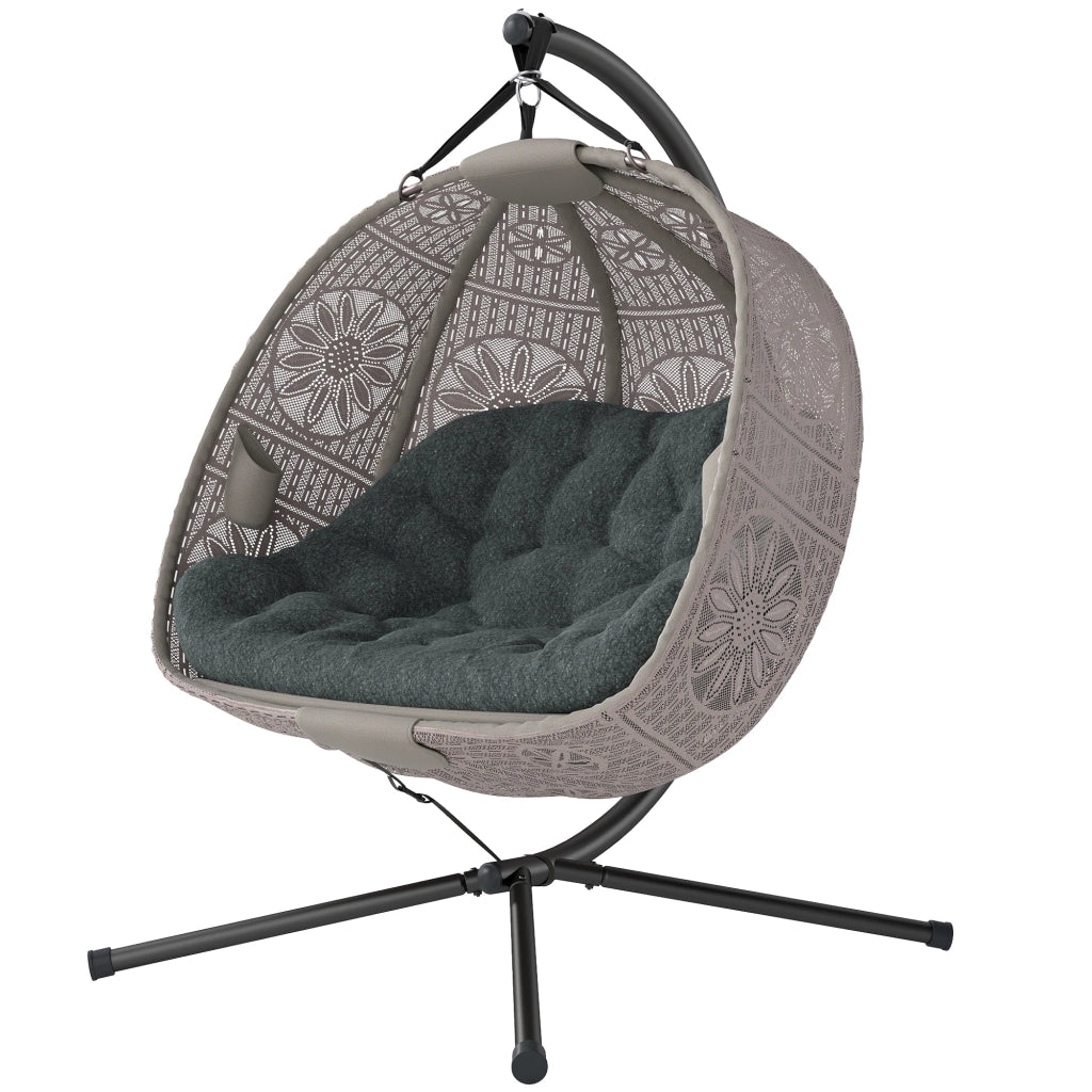 Poltrona sospesa con struttura ¨C Xylo ¨C tessuto beige per 2 persone con cuscino removibile