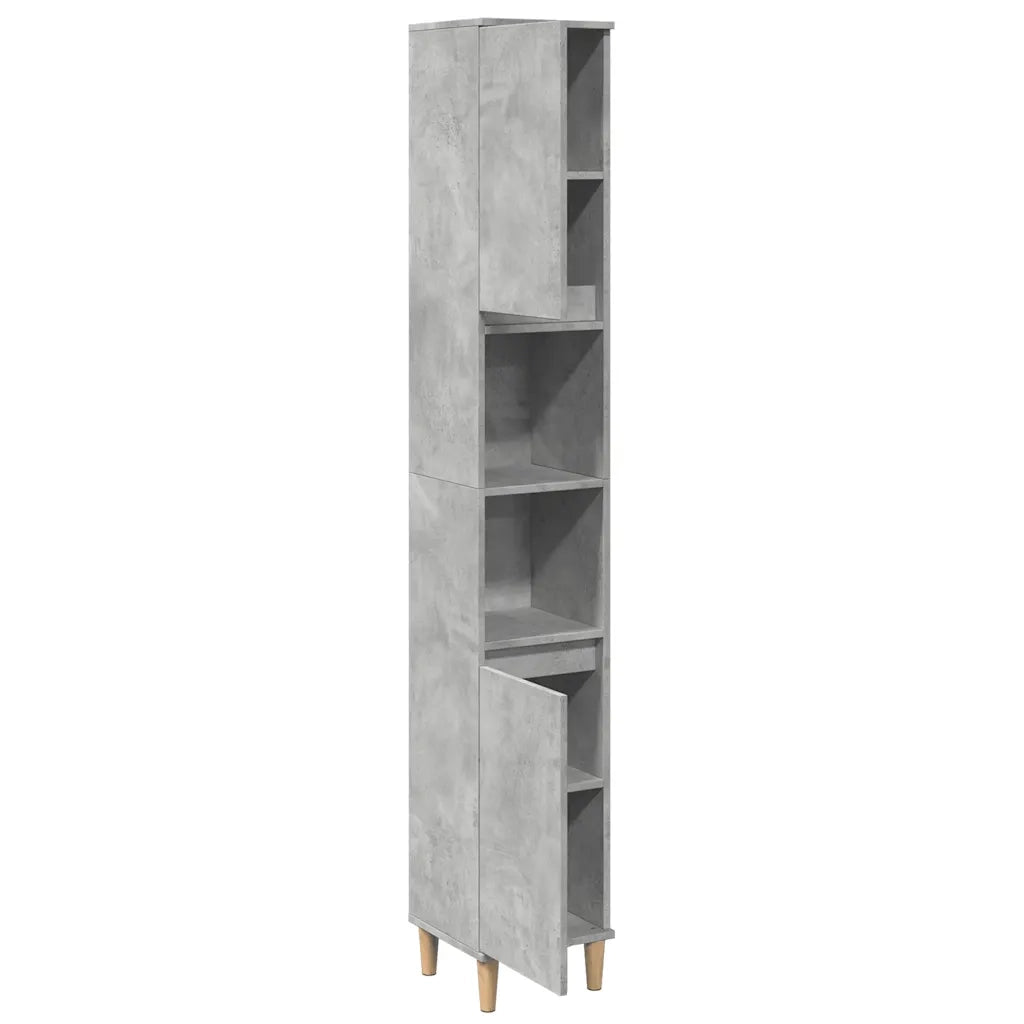 vidaXL Armadietto Bagno Grigio Cemento 30x30x190 cm Legno Multistrato