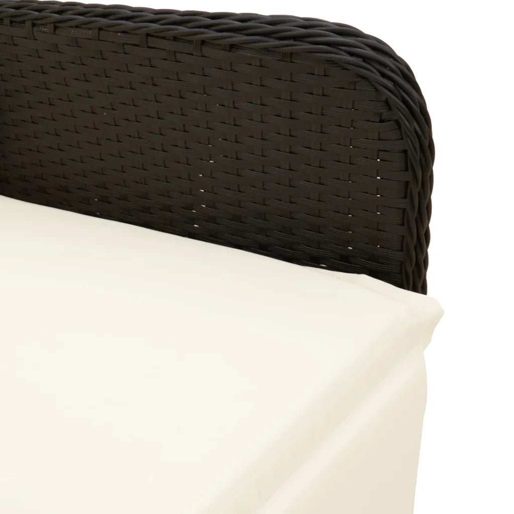 Set da BistrÃ² da Giardino 7 pz con Cuscini Nero in Polyrattan