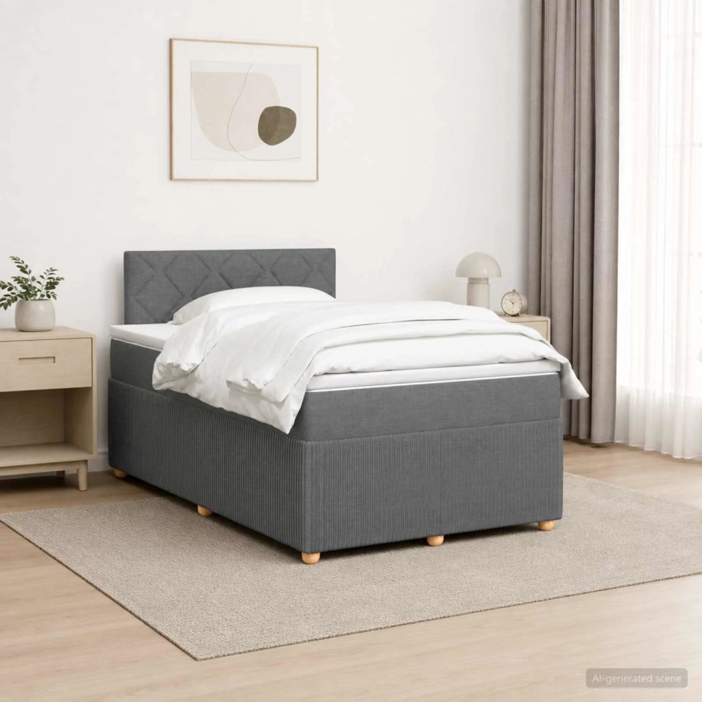 Letto box spring con materasso Grigio Scuro 120 x 190 cm 3452891
