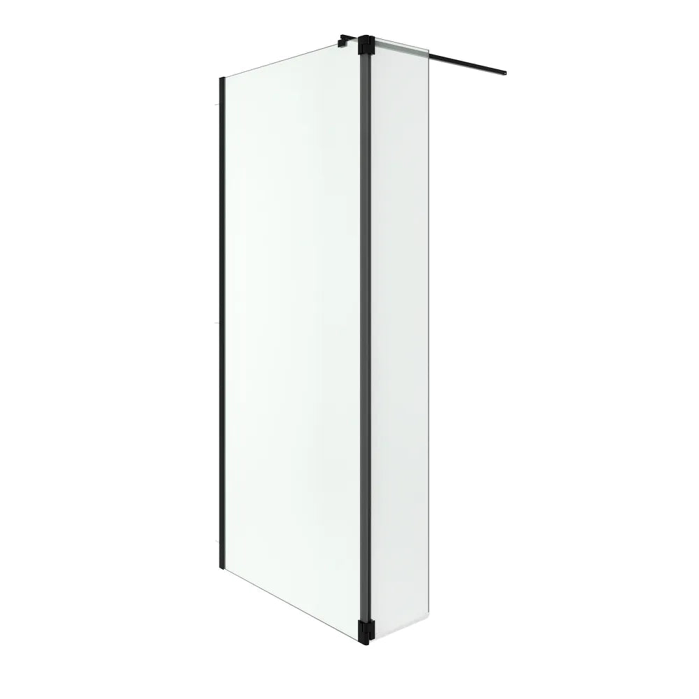 Doccia walk-in 60cm + anta 40cm vetro 8mm trasparente profili neri | Keros