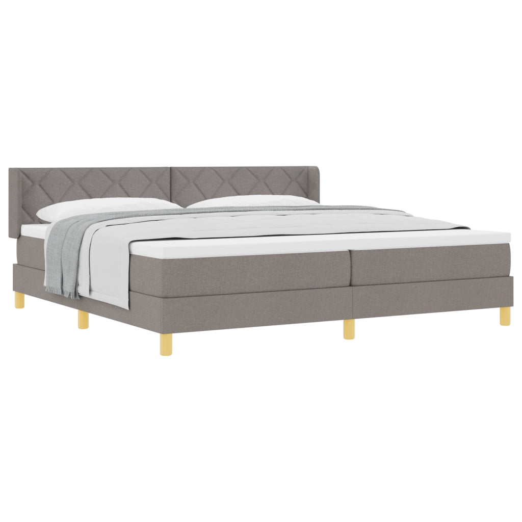 Letto Box Spring  con Materasso Tortora 200x200 cm Tessuto