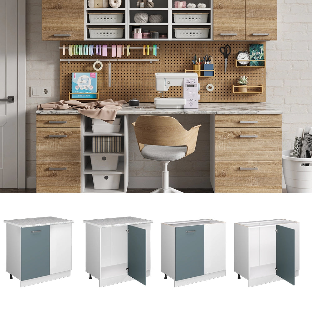 Vicco Armadio universale ad angolo Grigio-blu 86 cm con anta, con piano di lavoro