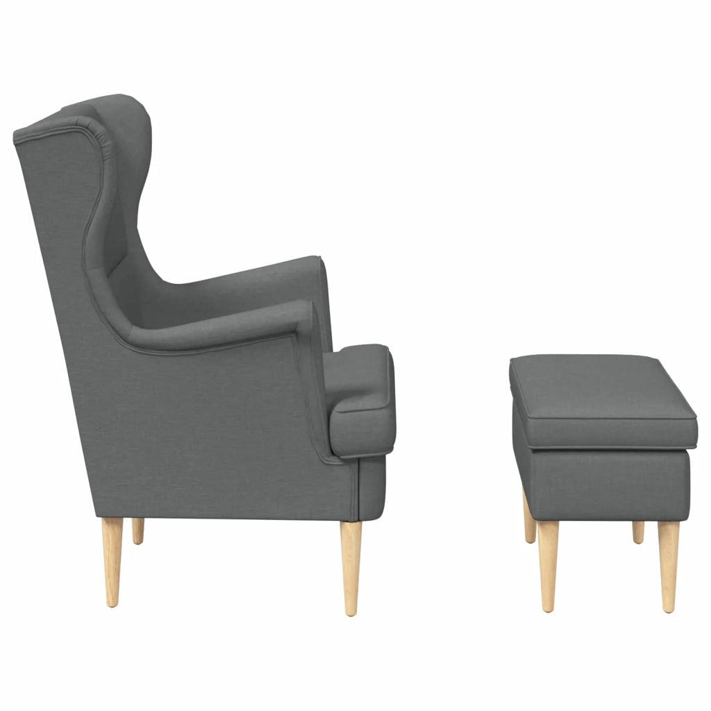 Poltrona con Ottomano 2 pz Grigio Scuro Tessuto 3418802