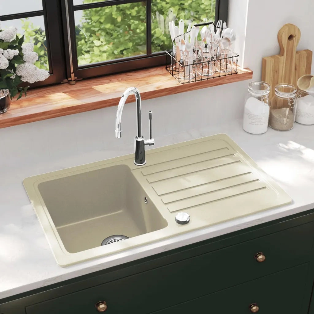 Lavello da Cucina in Granito Vasca Singola Beige CFW7855081