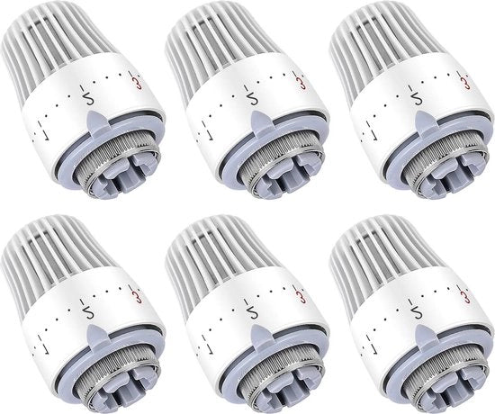 6 termostati radiatori per capelli M30 x 15 bianchi