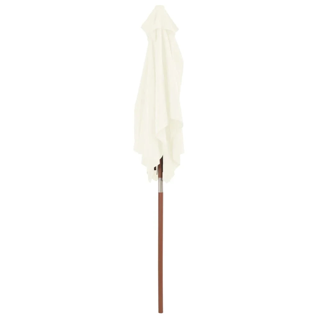 Ombrellone con palo in legno 150 x 200 cm sabbia 02_0008111