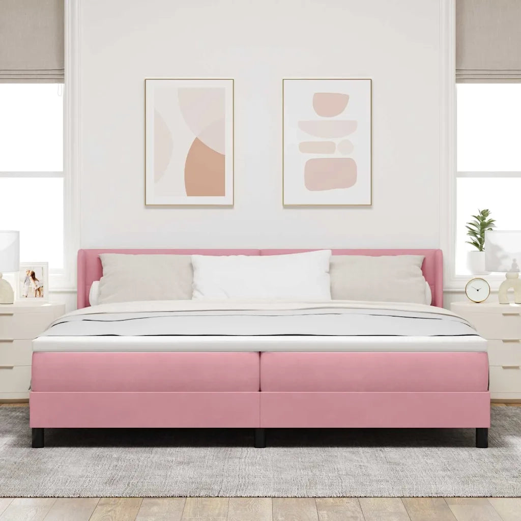 Letto a molle con materasso Rosa 200 x 200 cm Poliestere