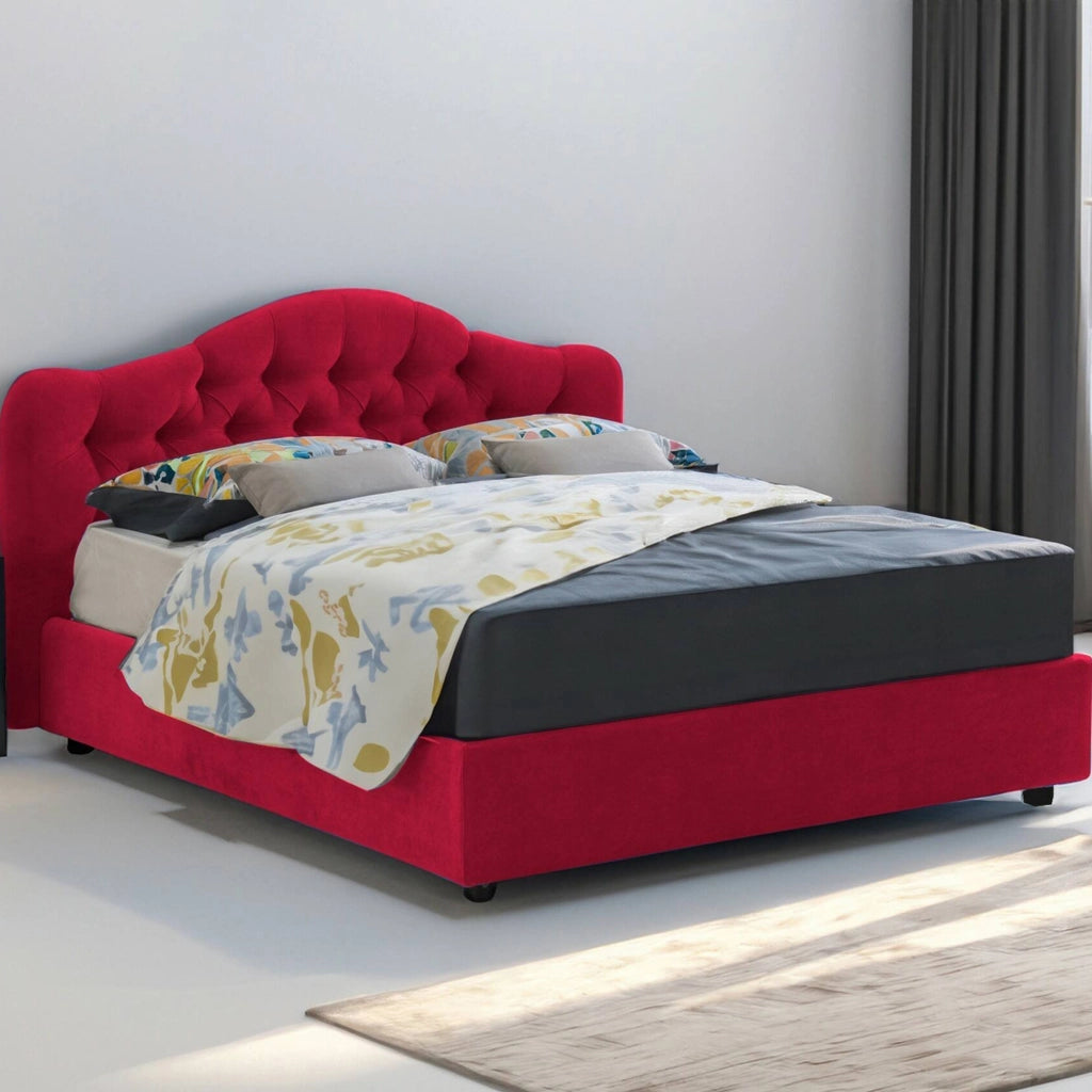 Letto Matrimoniale Aly, Letto Matrimoniale Sfoderabile Made in Italy, Rosso
