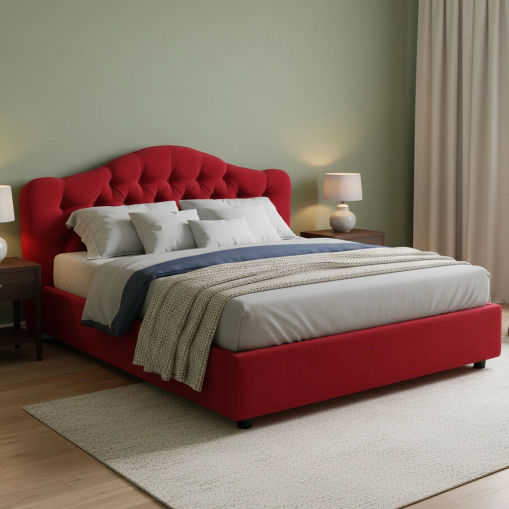 Letto Matrimoniale Aly, Letto Matrimoniale Sfoderabile Made in Italy, Rosso