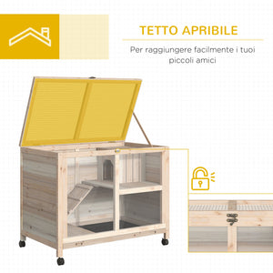 Conigliera Gabbia per Conigli 91,5x53,3x73 cm 2 Piani in Legno