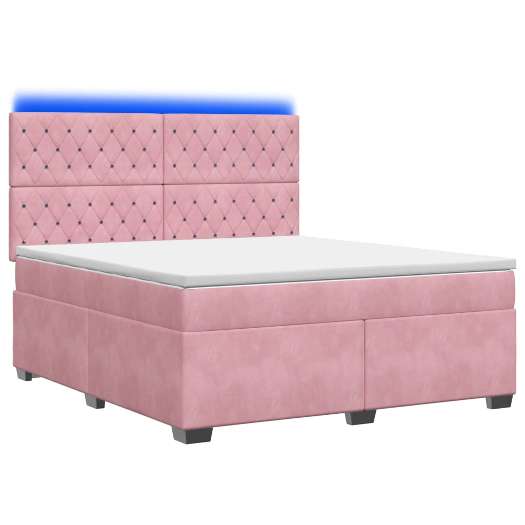 Letto box spring con materasso Rosa 140 x 200 cm Velluto 3455119