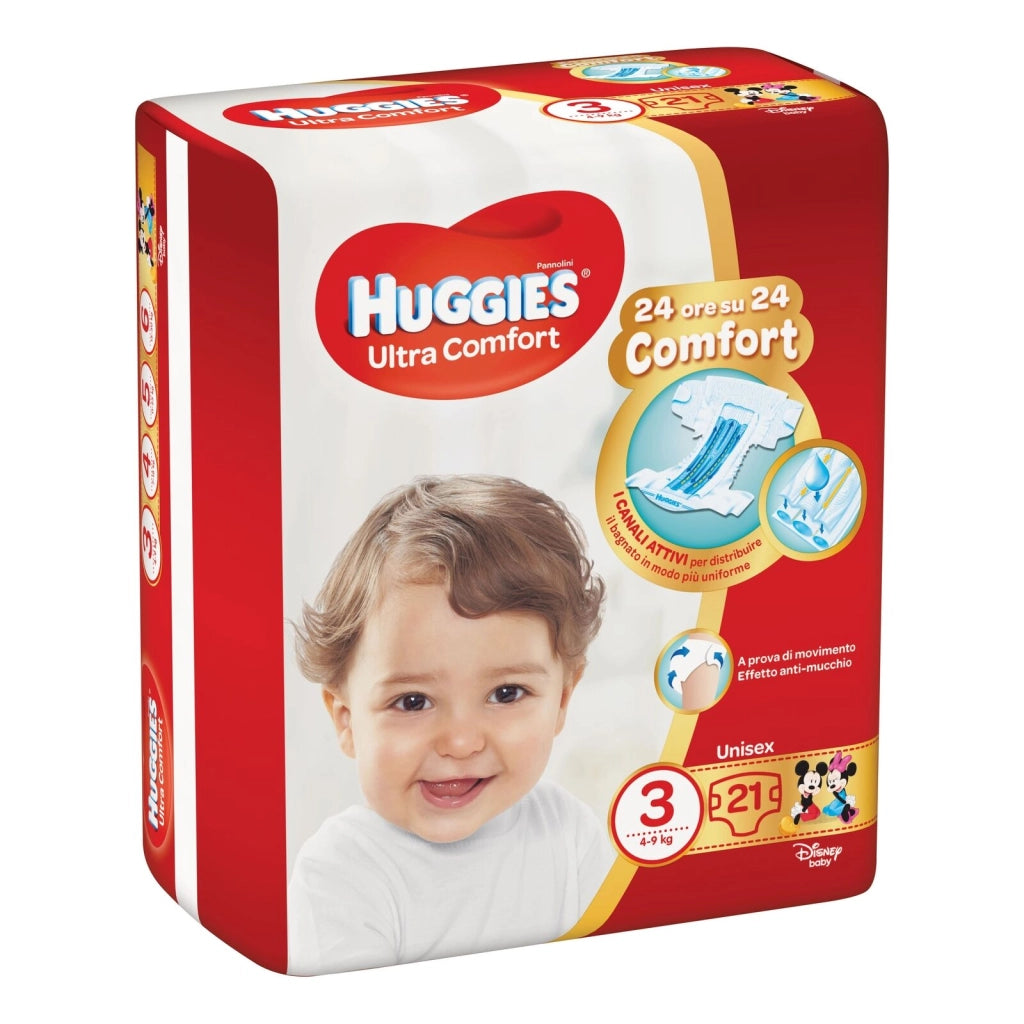 HUGGIES ULTRA COMFORT PANNOLINI IN CONFEZIONE DA 21 PEZZI TAGLIA 3 4-9 KG