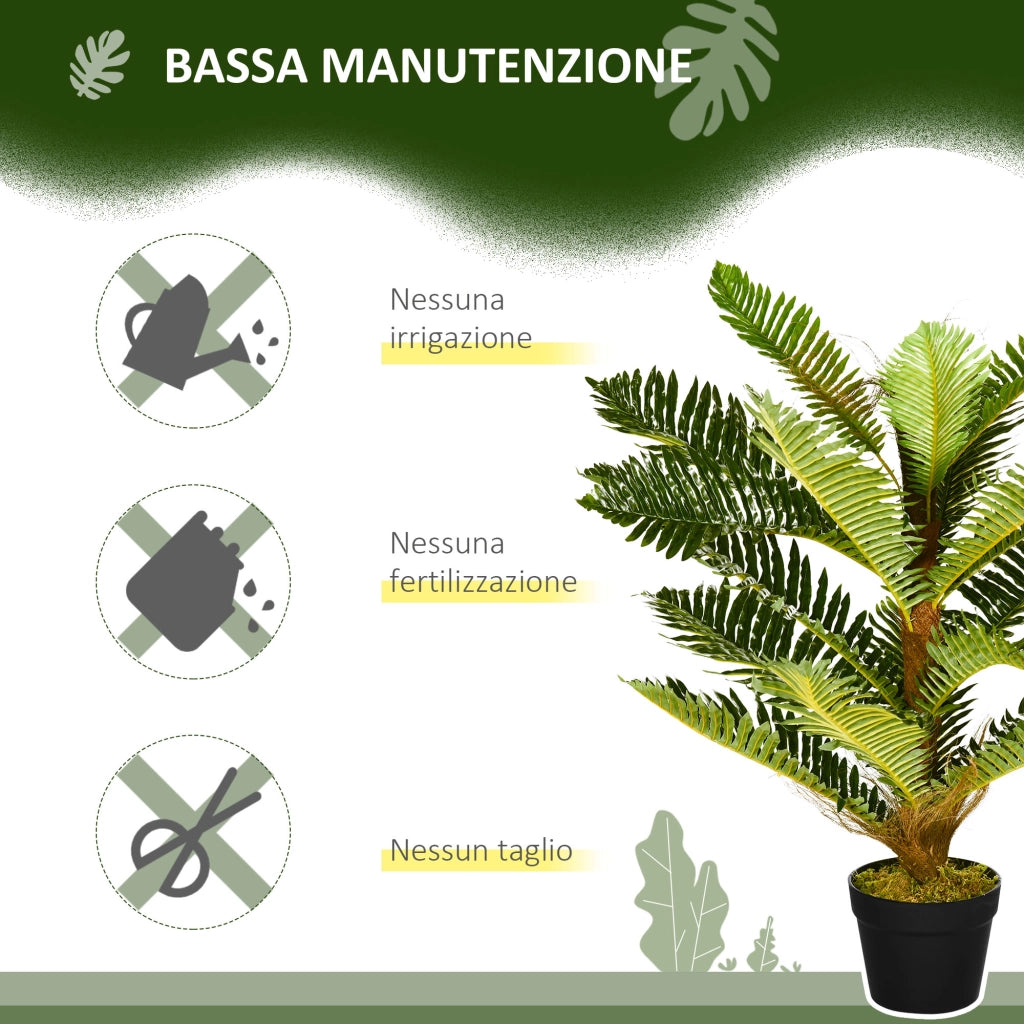 Pianta Artificiale di Palma con 18 Foglie e Vaso Incluso per Interni, Altezza 85 cm, Verde
