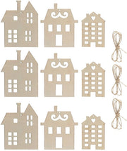 Set di appesi per la casa in legno 9 pezzi - Kit creativo per lavori a maglia - Decorazione natalizia DIY - Appeso da personalizzare - Corda naturale - Dimensioni 11 cm x 9 cm - Appesi per decorazione