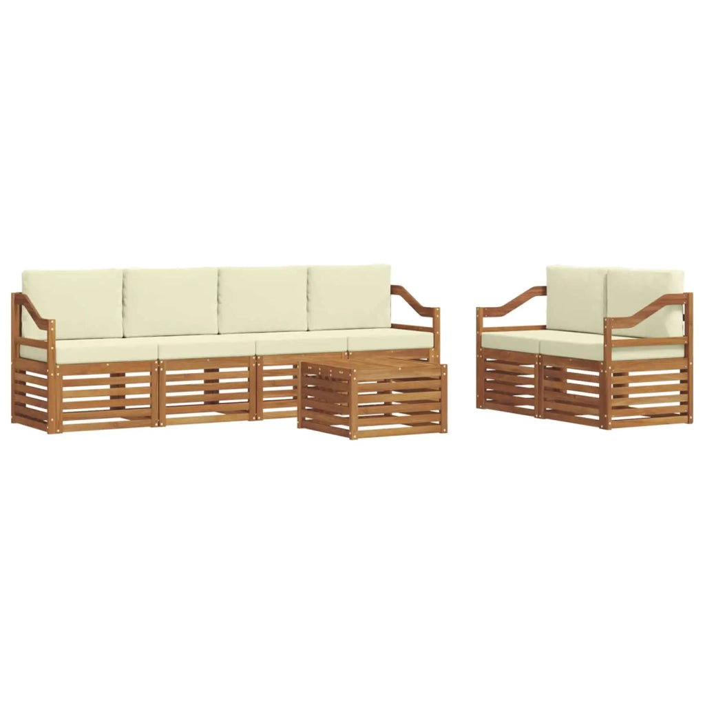 Set di divani da esterno 7 pz Naturale e Crema 3374425