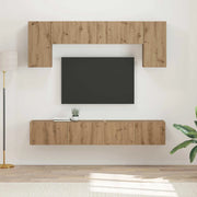 Set mobile TV Montaggio a parete 4 pcs Bianco Legno multistrato 3409078