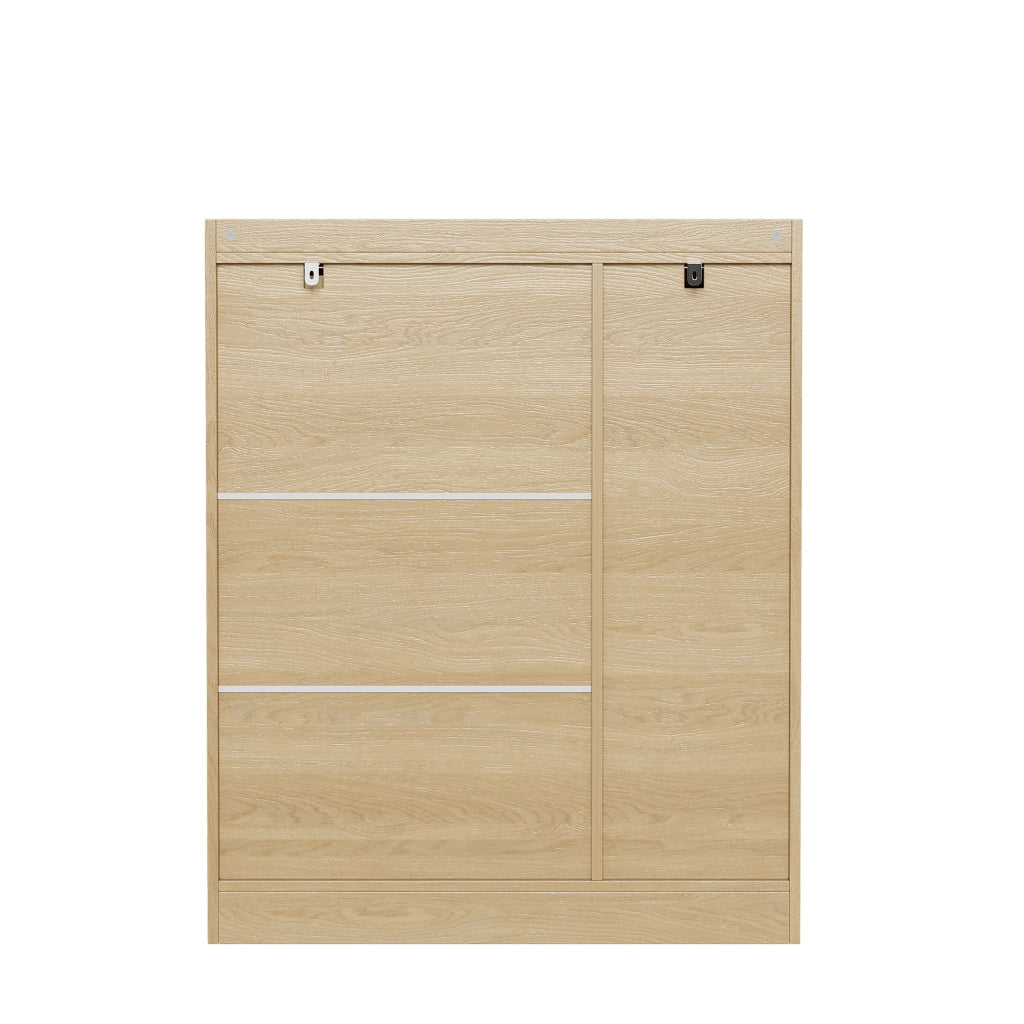 Scarpiera in rattan con 3 ante e ripiani regolabili, per ingresso e sala da pranzo, finitura naturale, 90 × 35 × 110 cm