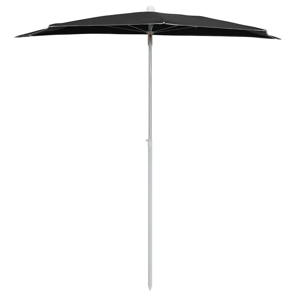 Ombrello | Parasolne Semicircolare da Giardino con Palo 180x90 cm Nero