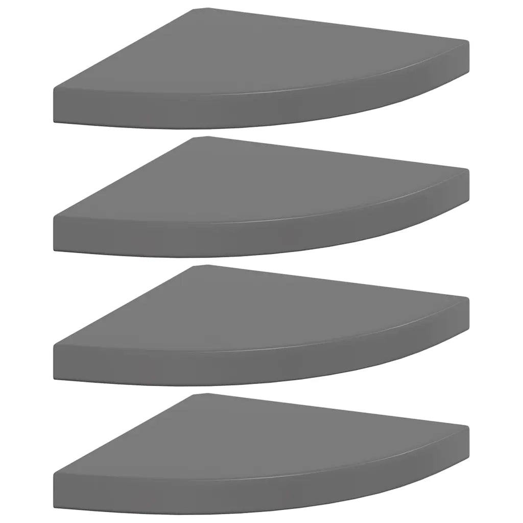 Scaffali Angolari a Parete 4 pz Grigio Lucido 35x35x3,8 cm MDF 323915