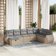 Set Divano da Giardino 8 pz con Cuscini Beige in Polyrattan 3325635