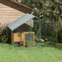 Pollaio in metallo con copertura impermeabile e anti-UV, gabbia per 5-8 polli, 3 x 1,7 x 1,9m