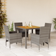 Set Pranzo Giardino 5 pz con Cuscini Grigio Polyrattan Acacia 3278676