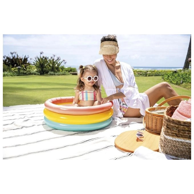 Intex 57107 Baby Sunset Piscina Gonfiabile per Bambini 3 Anelli 61x22 cm colore Arcobaleno