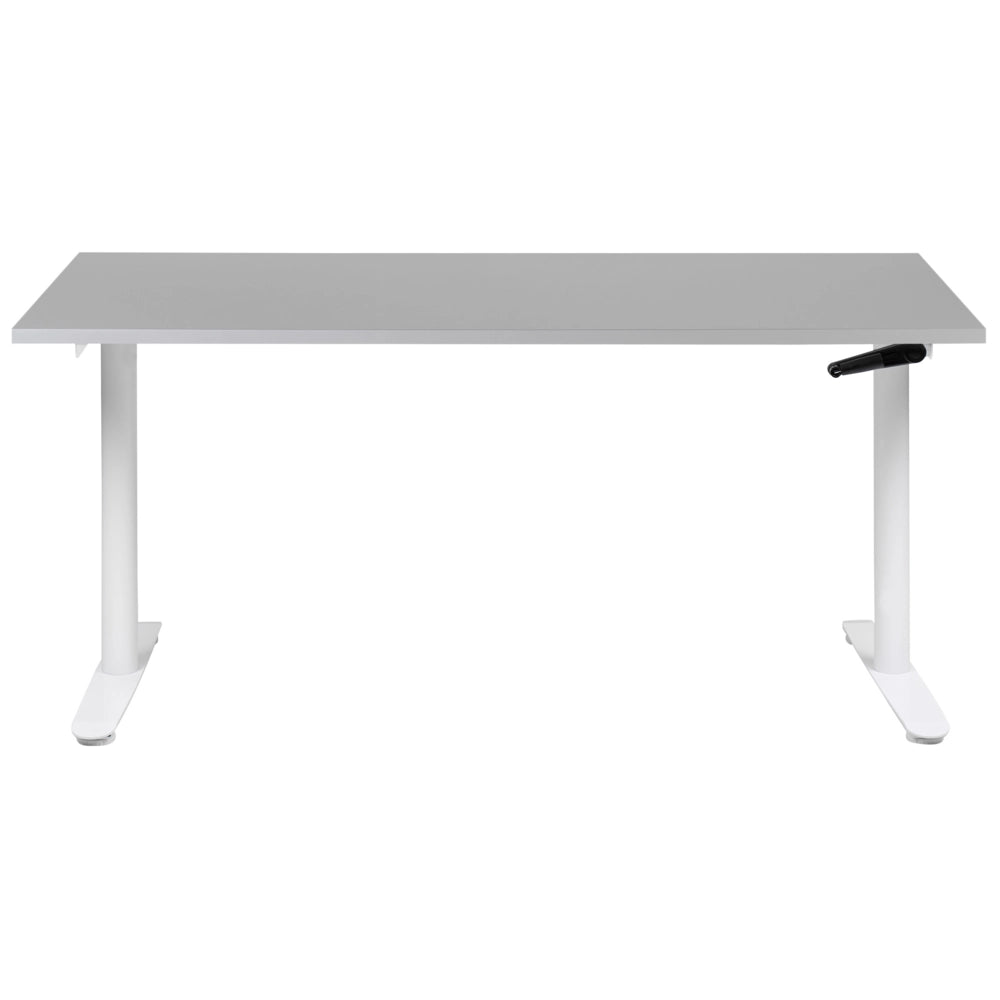 Scrivania regolabile in altezza manualmente grigio e bianco 160 x 72 cm Struttura in acciaio verniciato a polvere