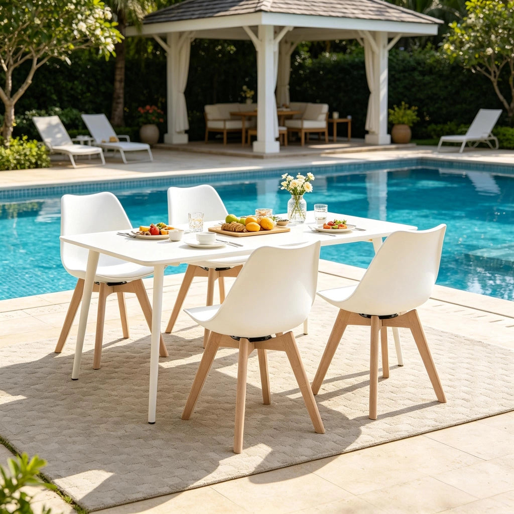 SEDIA Girevole 360° in Similpelle Bianca Set da 4 pezzi
